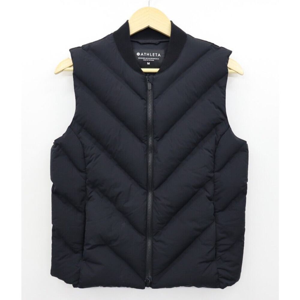 Athleta Inlet Goose Down Vest Black Medium Puffy Sport Run Casual Travel